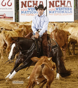 Kenny Platt and Little Lenas Cat won the $15,000 Novice at the NCHA Western Nationals. Ted Petit photos.